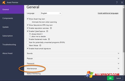 Screenshot Avast for Windows XP