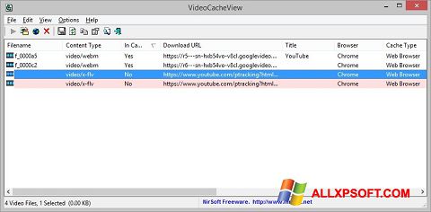 Screenshot VideoCacheView for Windows XP