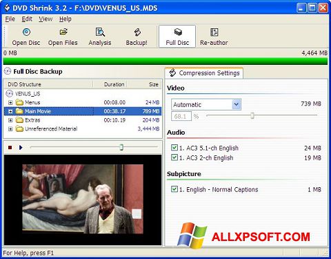 Screenshot DVD Shrink for Windows XP