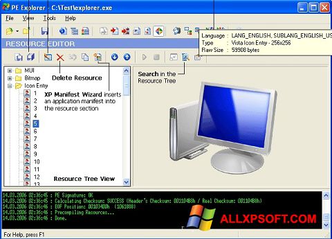 Screenshot PE Explorer for Windows XP