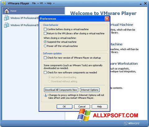 Screenshot VMware Player for Windows XP