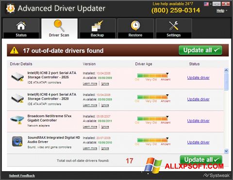Screenshot Advanced Driver Updater for Windows XP