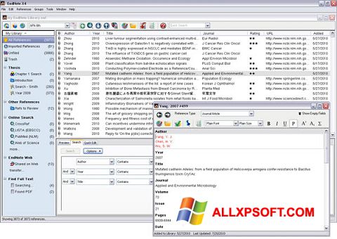 Screenshot EndNote for Windows XP