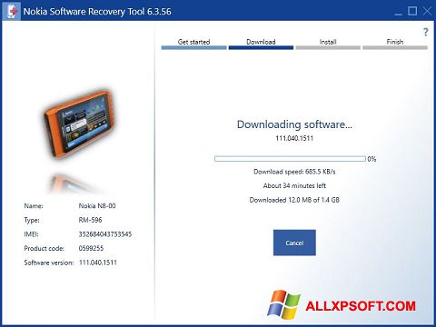 Screenshot Nokia Software Recovery Tool for Windows XP