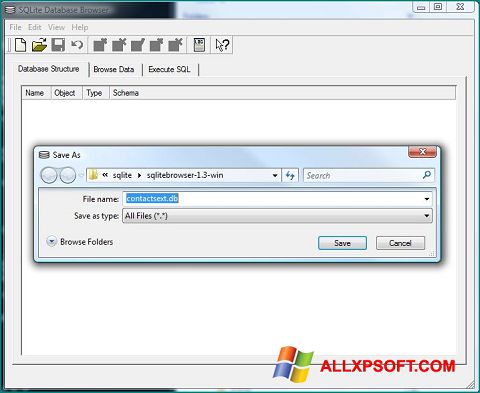 Screenshot SQLite Database Browser for Windows XP