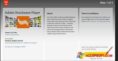 Screenshot Adobe Shockwave Player for Windows XP