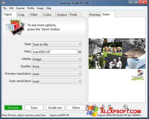 Screenshot VueScan for Windows XP