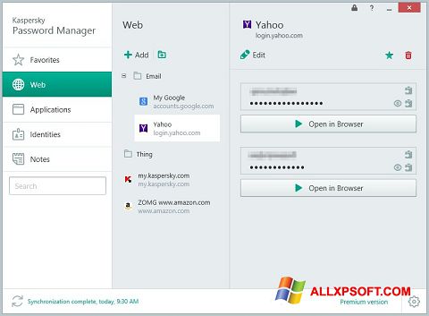 Screenshot Kaspersky Password Manager for Windows XP