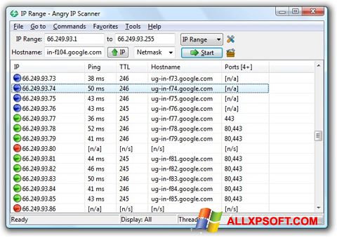 Screenshot Angry IP Scanner for Windows XP