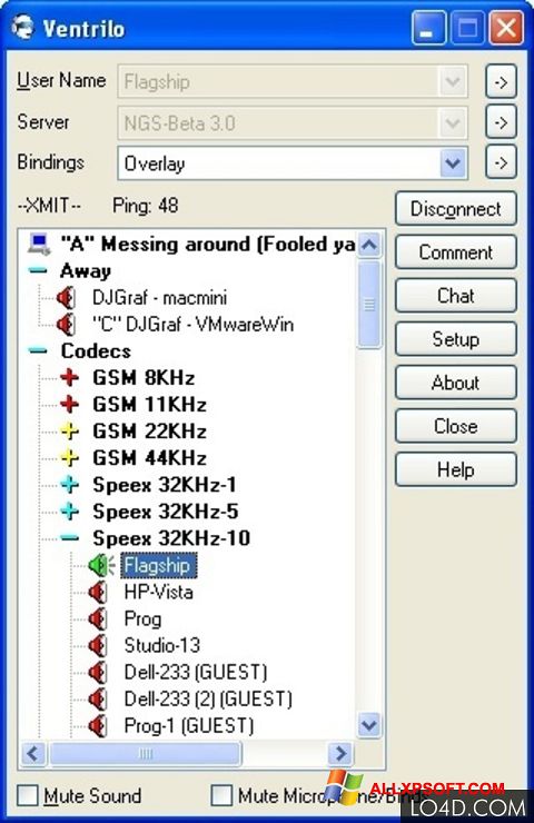 Screenshot Ventrilo for Windows XP