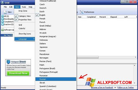 Screenshot Orbit Downloader for Windows XP