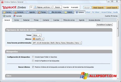 Screenshot Zimbra Desktop for Windows XP