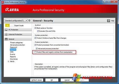 Screenshot Avira Professional Security for Windows XP