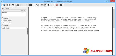 Screenshot pdfFactory Pro for Windows XP