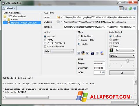 Screenshot CUETools for Windows XP