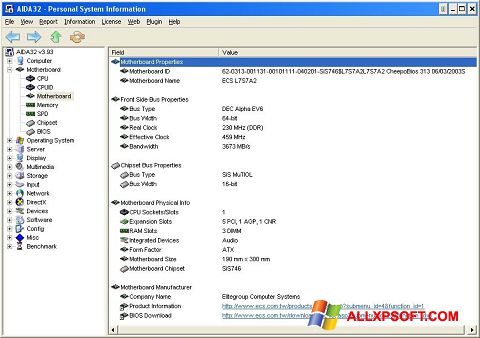 Screenshot AIDA32 for Windows XP