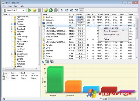 Screenshot Folder Size for Windows XP