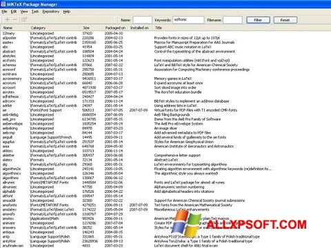 Screenshot MiKTeX for Windows XP