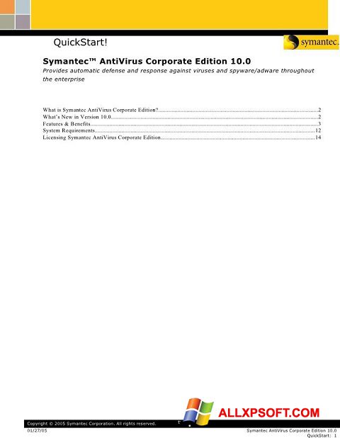 Screenshot Symantec Antivirus Corporate Edition for Windows XP