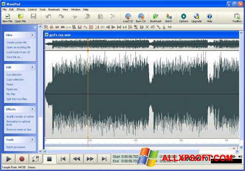 Screenshot WavePad Sound Editor for Windows XP
