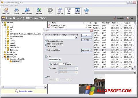 Screenshot Handy Recovery for Windows XP