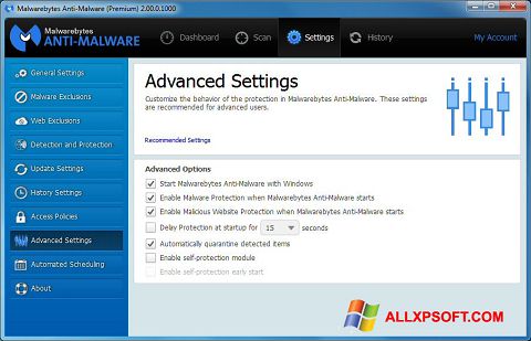 Screenshot Malwarebytes Anti-Malware for Windows XP
