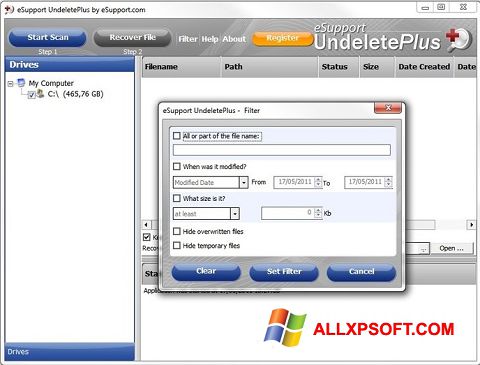 Screenshot Undelete Plus for Windows XP