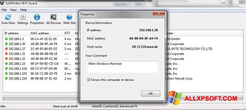 Screenshot SoftPerfect WiFi Guard for Windows XP