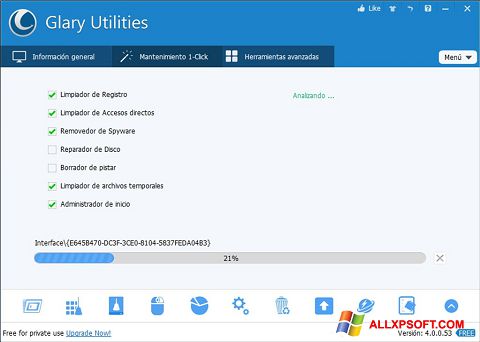 Screenshot Glary Utilities for Windows XP