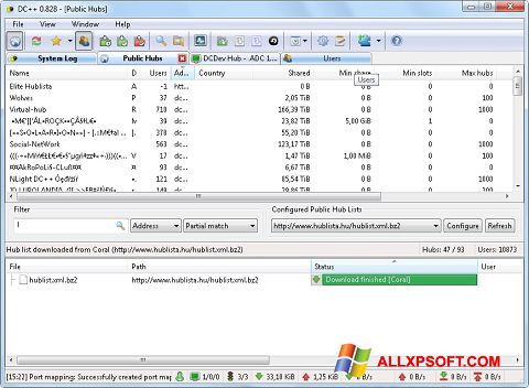 Screenshot DC++ for Windows XP
