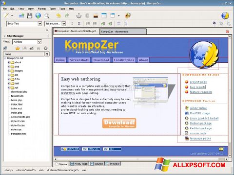 Screenshot KompoZer for Windows XP