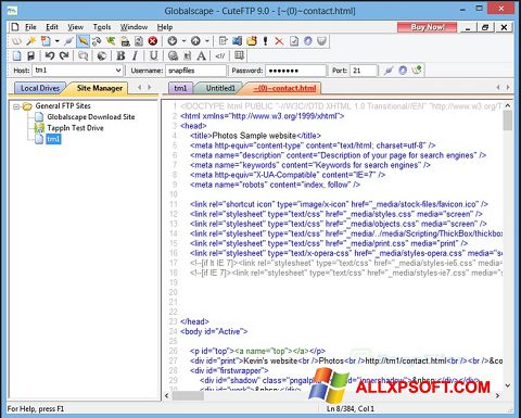 Screenshot CuteFTP for Windows XP