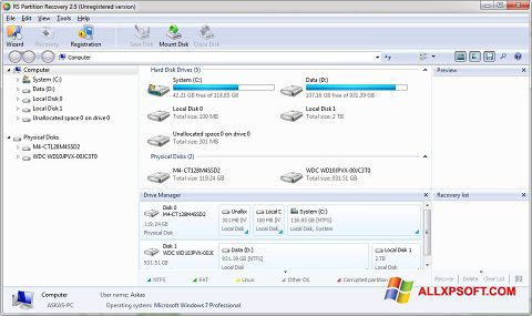 Screenshot RS Partition Recovery for Windows XP