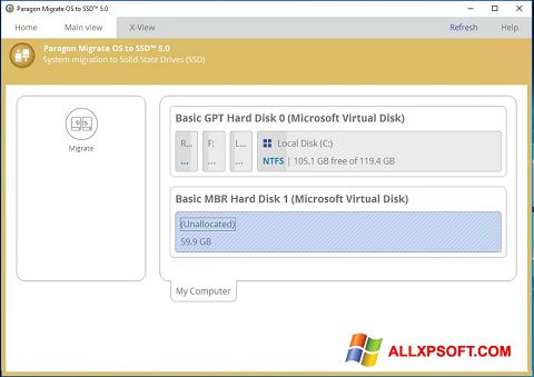 Screenshot Paragon Migrate OS to SSD for Windows XP
