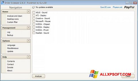 Screenshot Driver Sweeper for Windows XP