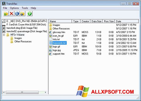Screenshot TransMac for Windows XP