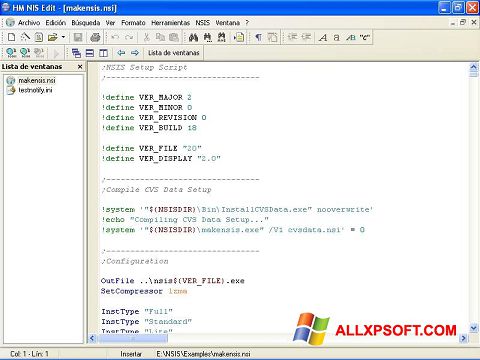 Screenshot NSIS for Windows XP