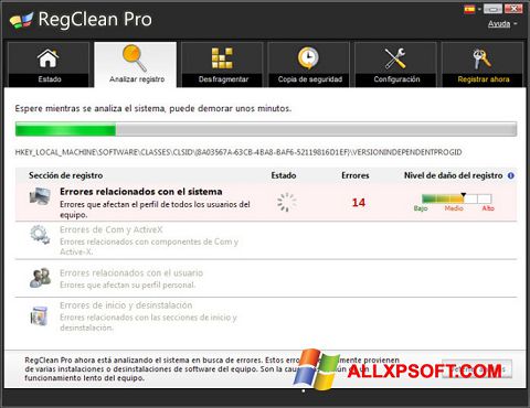 Screenshot RegClean Pro for Windows XP