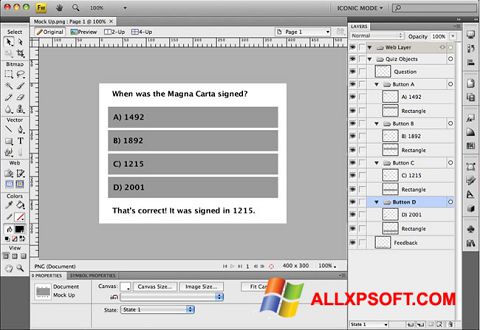 Screenshot Adobe Fireworks for Windows XP