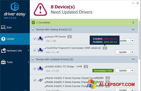 Screenshot Driver Easy for Windows XP
