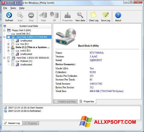 Screenshot Active KillDisk for Windows XP