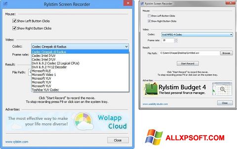 Screenshot Rylstim Screen Recorder for Windows XP