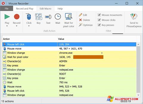 Screenshot Mouse Recorder for Windows XP
