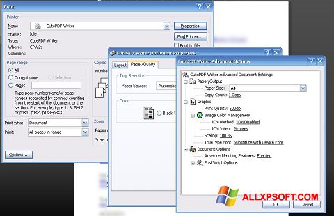 Screenshot CutePDF Writer for Windows XP