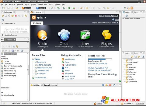 Screenshot Aptana Studio for Windows XP