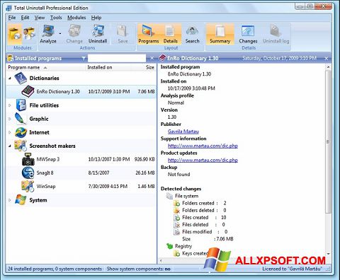 Screenshot Total Uninstall for Windows XP