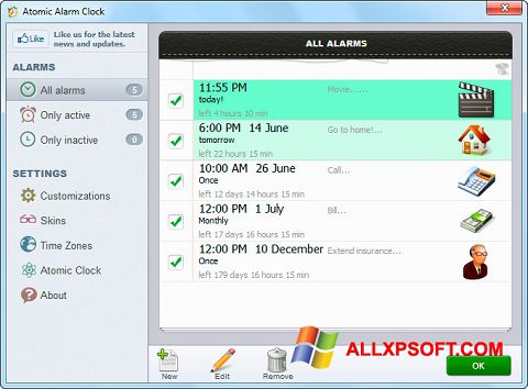 Screenshot Atomic Alarm Clock for Windows XP