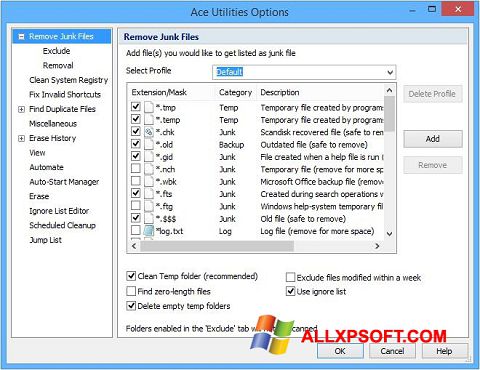 Screenshot Ace Utilities for Windows XP