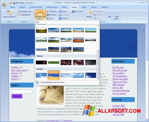 Screenshot Artisteer for Windows XP