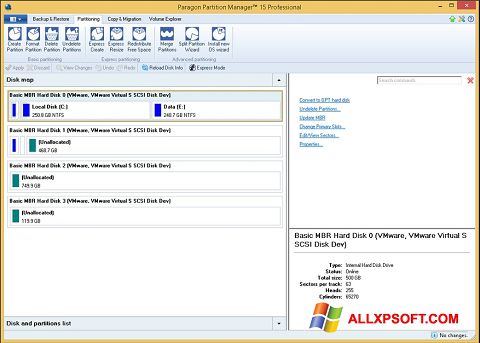 Screenshot Paragon Partition Manager for Windows XP